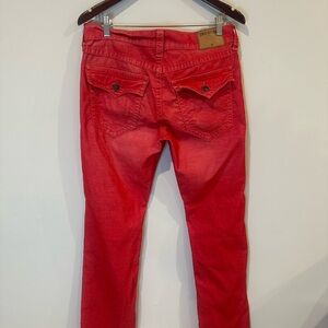 True Religion Regular Straight Medium Wash Denim Jeans Button 5-Pocket Red